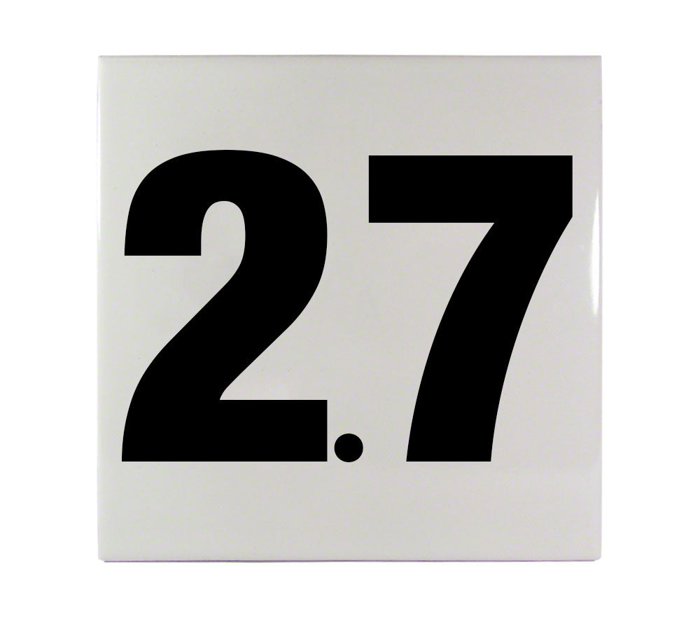 2.7 Ceramic Smooth Tile Depth Marker 6 Inch x 6 Inch with 4 Inch Lettering