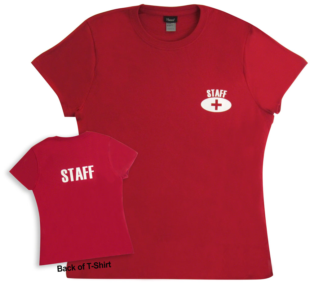 Staff Fitted T-Shirt Logo Front/Back Short Sleeve Red