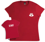 Staff Fitted T-Shirt Logo Front/Back Short Sleeve Red