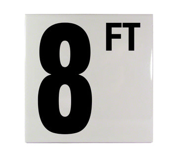 8 FT Ceramic Smooth Tile Depth Marker 6 Inch x 6 Inch with 5 Inch Lettering