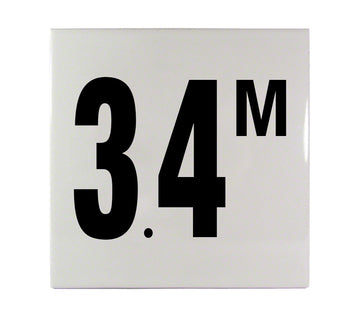 3.4 M Ceramic Smooth Tile Depth Marker 6 Inch x 6 Inch with 4 Inch Lettering