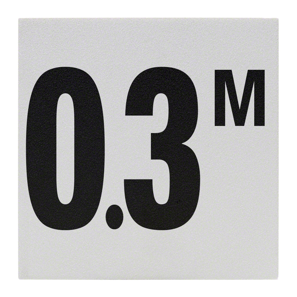0.3 M Ceramic Skid Resistant Tile Depth Marker 6 Inch x 6 Inch with 4 Inch Lettering
