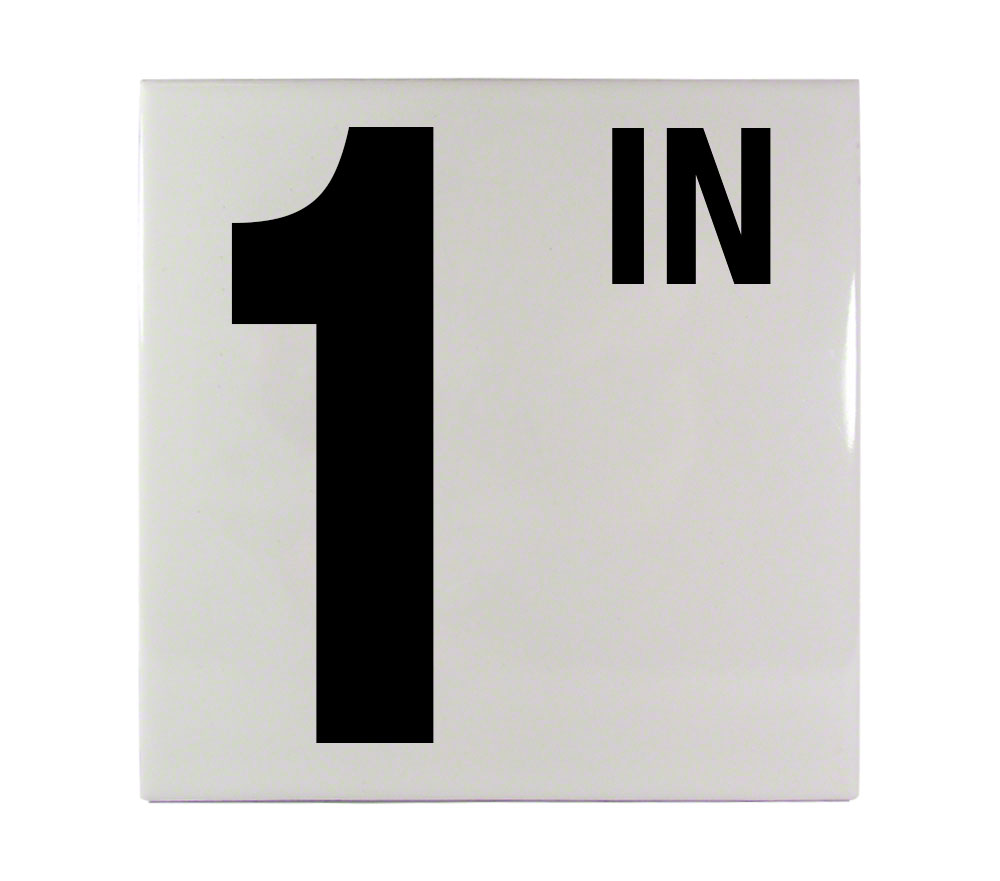 1 IN Ceramic Smooth Tile Depth Marker 6 Inch x 6 Inch with 5 Inch Lettering