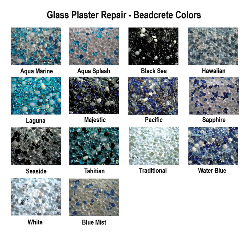 Glass Bead Plaster Pool Repair - Fast Set - 1 Pound - Beadcrete Glass Bead Colors