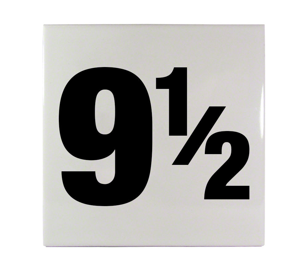 9 1/2 Ceramic Smooth Tile Depth Marker 6 Inch x 6 Inch with 4 Inch Lettering