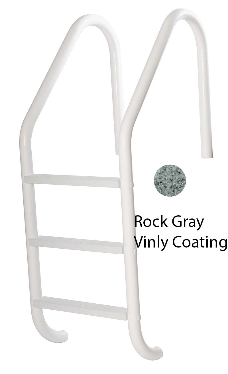 3-Step 24 Inch Economy Elite Vinyl Liner Ladder 1.90 x .049 Inch Marine Grade - Stainless Treads - PC Rock Gray