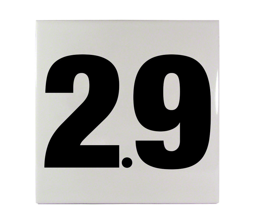 2.9 Ceramic Smooth Tile Depth Marker 6 Inch x 6 Inch with 4 Inch Lettering