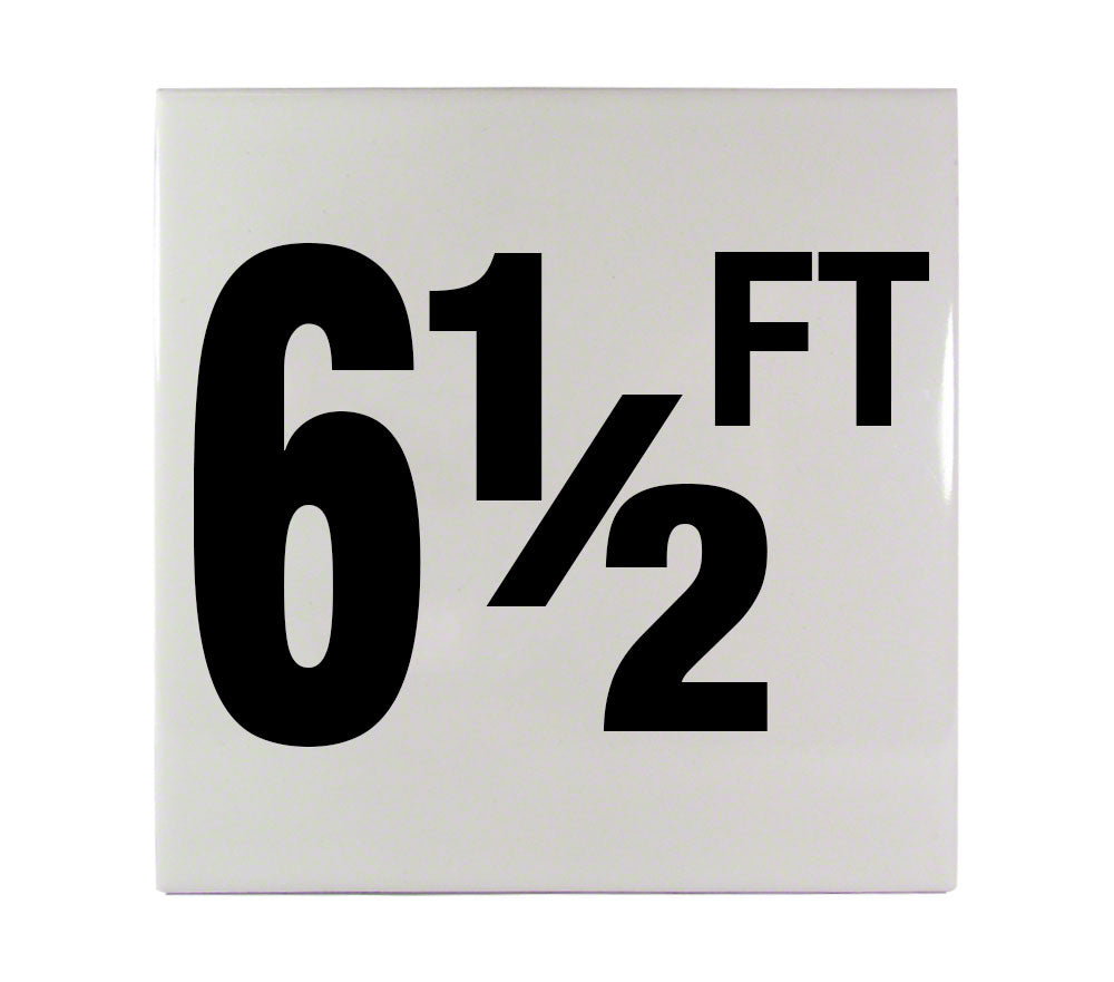 6 1/2 FT Ceramic Smooth Tile Depth Marker 6 Inch x 6 Inch with 4 Inch Lettering