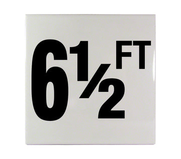 6 1/2 FT Ceramic Smooth Tile Depth Marker 6 Inch x 6 Inch with 4 Inch Lettering