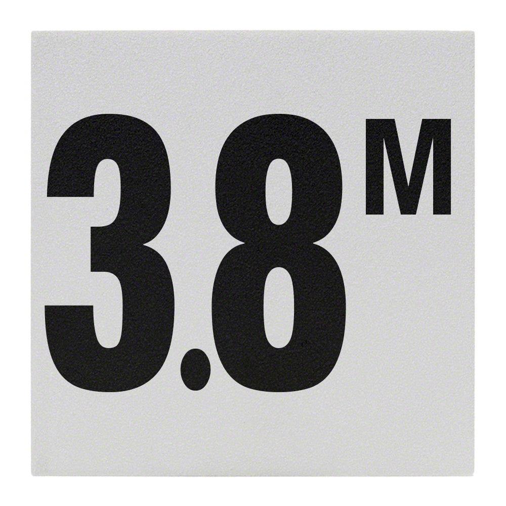 3.8 M Ceramic Skid Resistant Tile Depth Marker 6 Inch x 6 Inch with 4 Inch Lettering