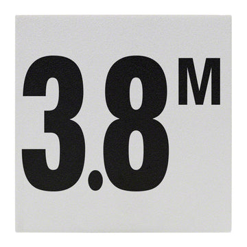 3.8 M Ceramic Skid Resistant Tile Depth Marker 6 Inch x 6 Inch with 4 Inch Lettering