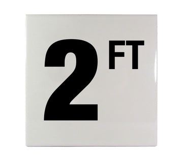 2 FT Ceramic Smooth Tile Depth Marker 6 Inch x 6 Inch with 4 Inch Lettering