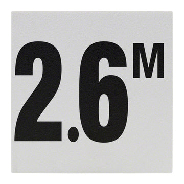 2.6 M Ceramic Skid Resistant Tile Depth Marker 6 Inch x 6 Inch with 4 Inch Lettering