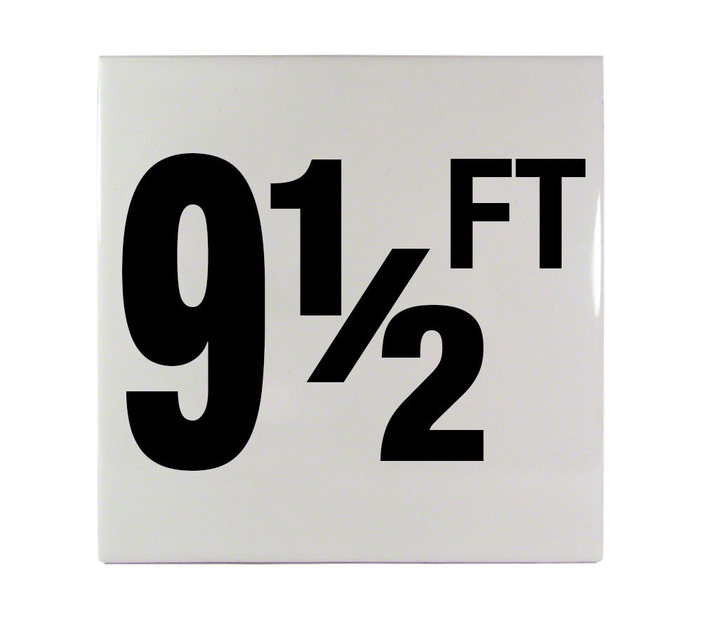9 1/2 FT Ceramic Smooth Tile Depth Marker 6 Inch x 6 Inch with 4 Inch Lettering