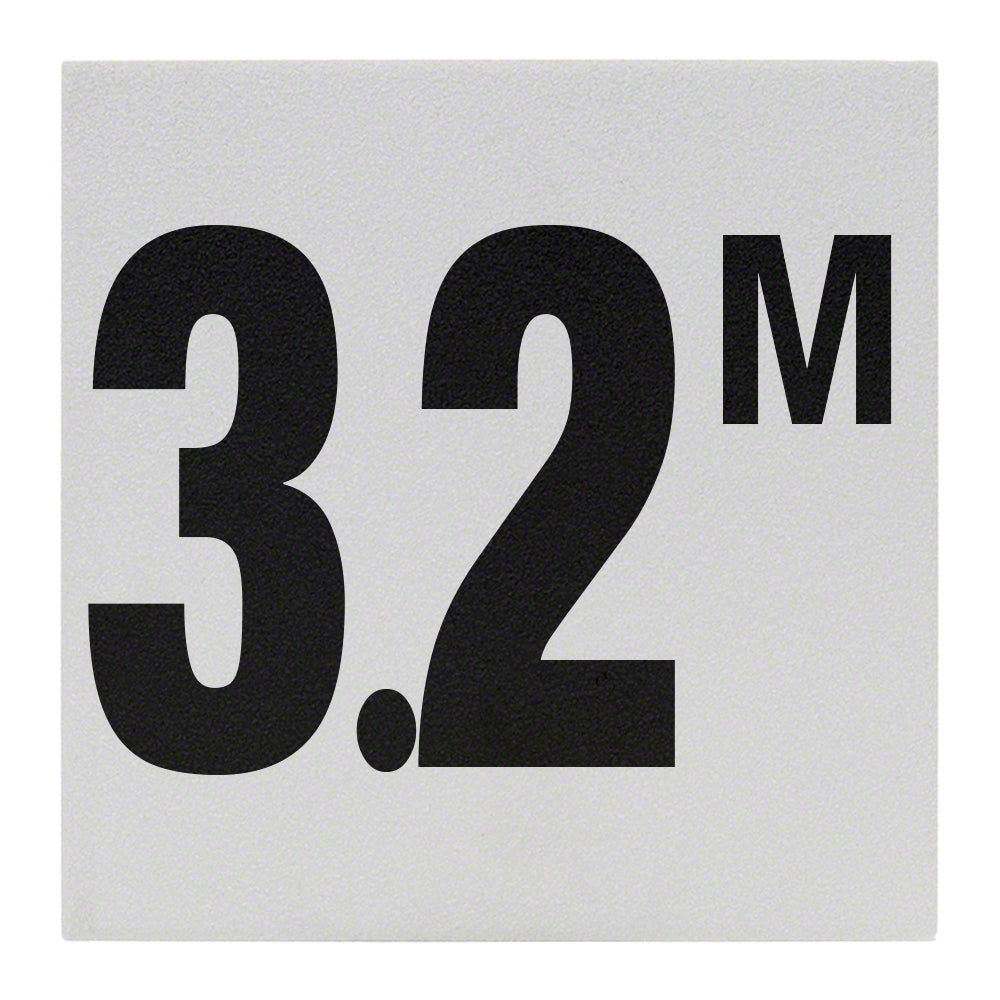 3.2 M Ceramic Skid Resistant Tile Depth Marker 6 Inch x 6 Inch with 4 Inch Lettering