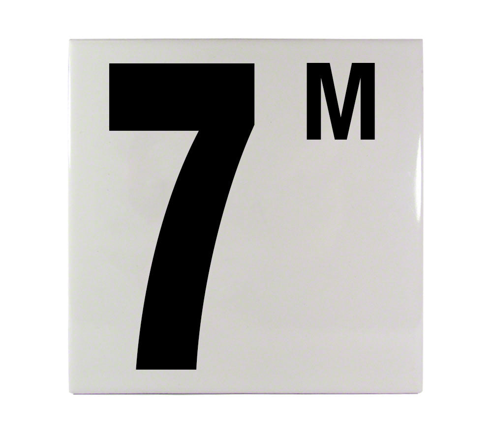 7M Metric Ceramic Smooth Tile Depth Marker 6 Inch x 6 Inch with 5 Inch Lettering