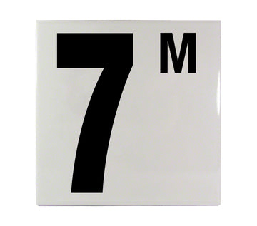 7M Metric Ceramic Smooth Tile Depth Marker 6 Inch x 6 Inch with 5 Inch Lettering