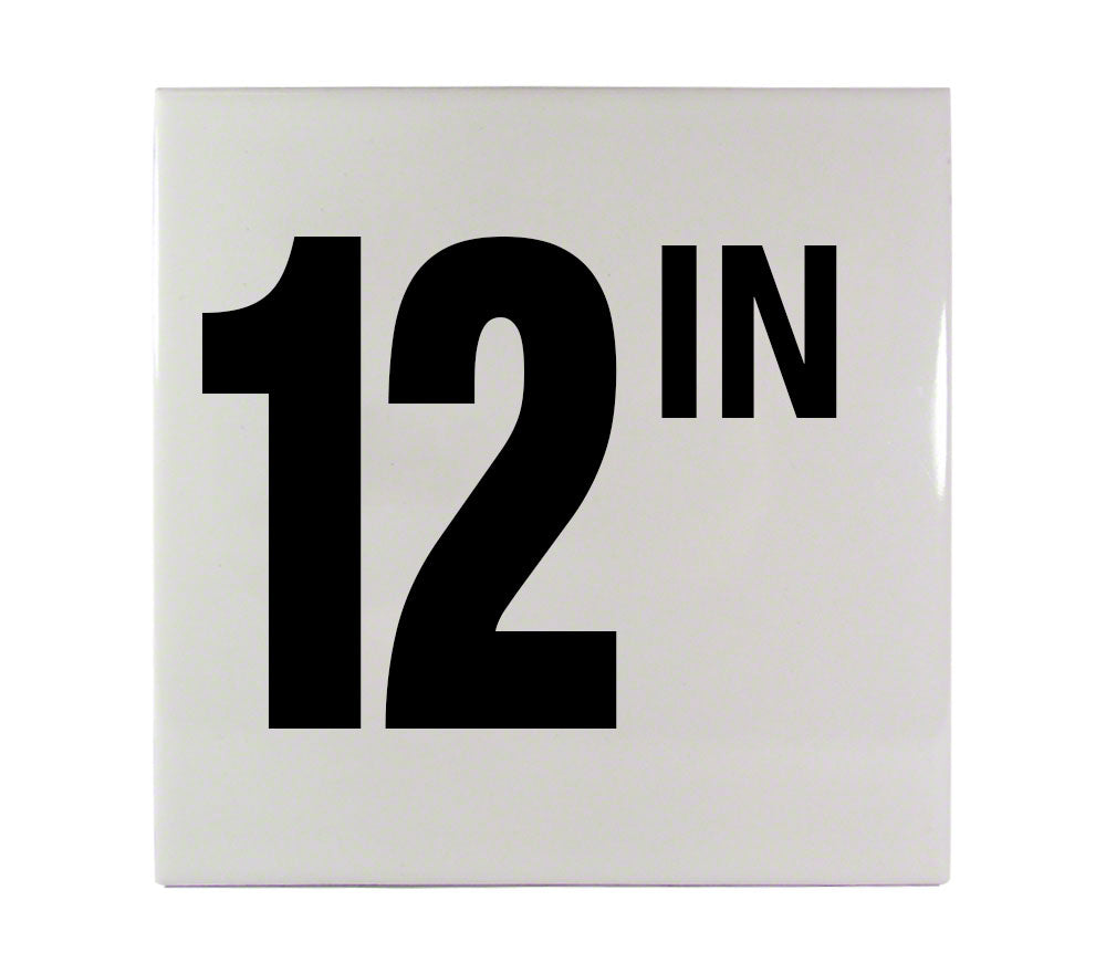 12 IN Ceramic Smooth Tile Depth Marker 6 Inch x 6 Inch with 4 Inch Lettering