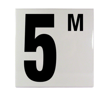 5M Metric Ceramic Smooth Tile Depth Marker 6 Inch x 6 Inch with 5 Inch Lettering