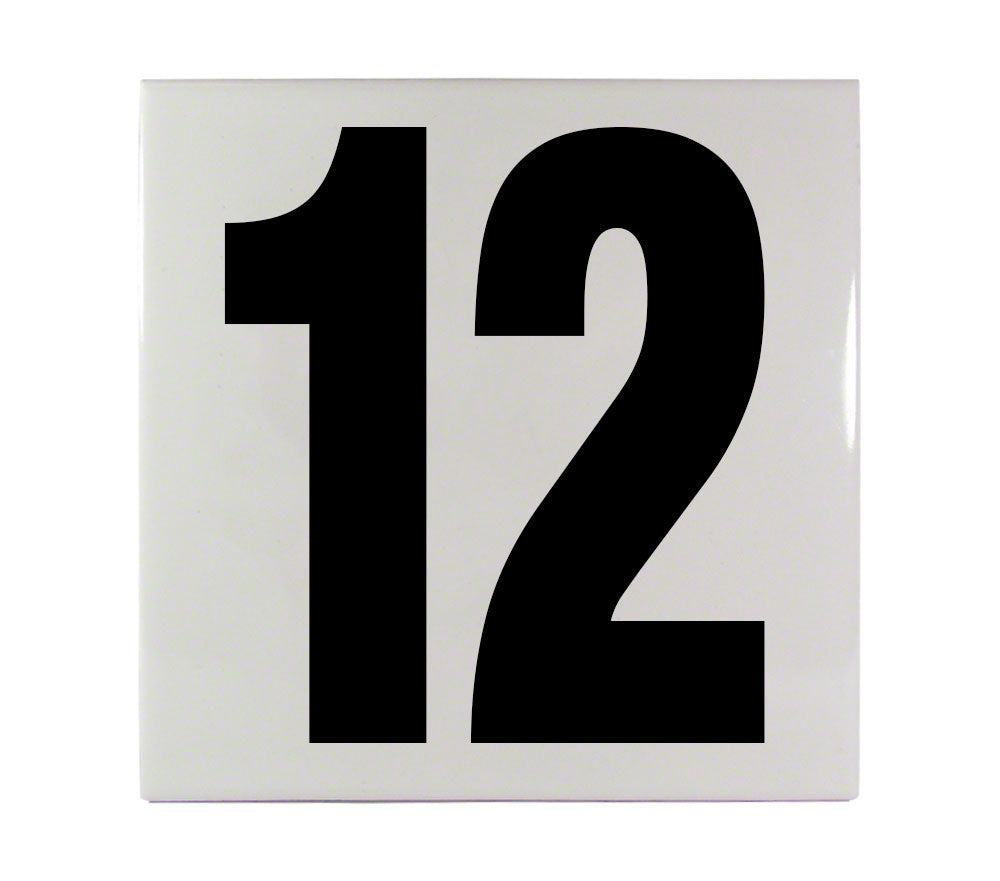 12 Ceramic Smooth Tile Depth Marker 6 Inch x 6 Inch with 5 Inch Lettering