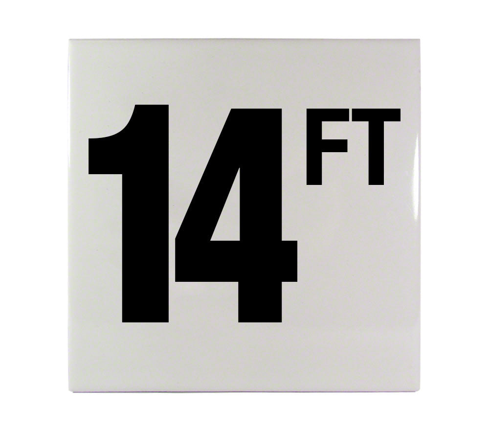 14 FT Ceramic Smooth Tile Depth Marker 6 Inch x 6 Inch with 4 Inch Lettering