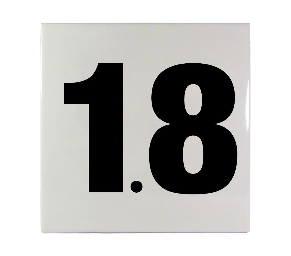 1.8 Ceramic Smooth Tile Depth Marker 6 Inch x 6 Inch with 4 Inch Lettering