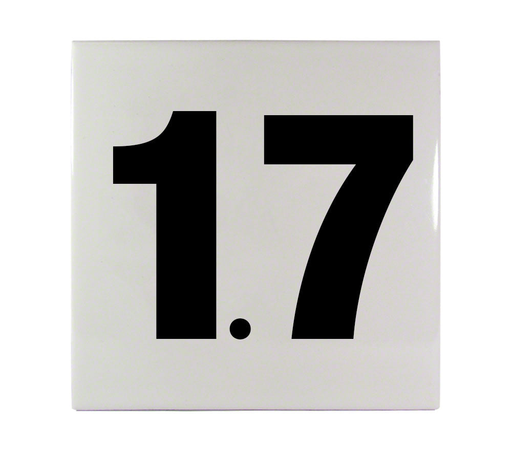 1.7 Ceramic Smooth Tile Depth Marker 6 Inch x 6 Inch with 4 Inch Lettering