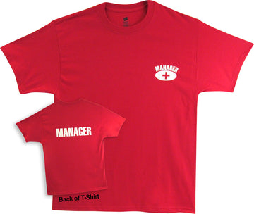 Manager T-Shirt Logo Front/Back Short Sleeve Red