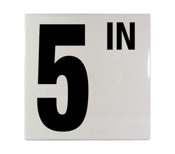 5 IN Ceramic Smooth Tile Depth Marker 6 Inch x 6 Inch with 5 Inch Lettering