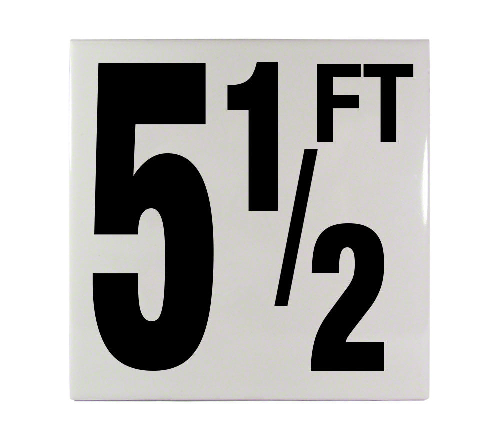 5 1/2 FT Ceramic Smooth Tile Depth Marker 6 Inch x 6 Inch with 5 Inch Lettering