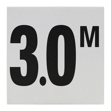 3.0 M Ceramic Skid Resistant Tile Depth Marker 6 Inch x 6 Inch with 4 Inch Lettering