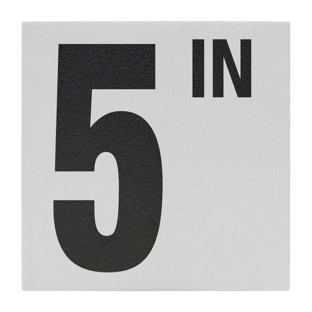5 IN Ceramic Skid Resistant Tile Depth Marker 6 Inch x 6 Inch with 5 Inch Lettering