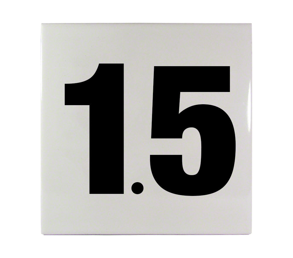 1.5 Ceramic Smooth Tile Depth Marker 6 Inch x 6 Inch with 4 Inch Lettering