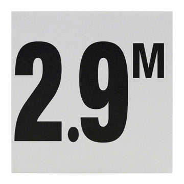 2.9 M Ceramic Skid Resistant Tile Depth Marker 6 Inch x 6 Inch with 4 Inch Lettering