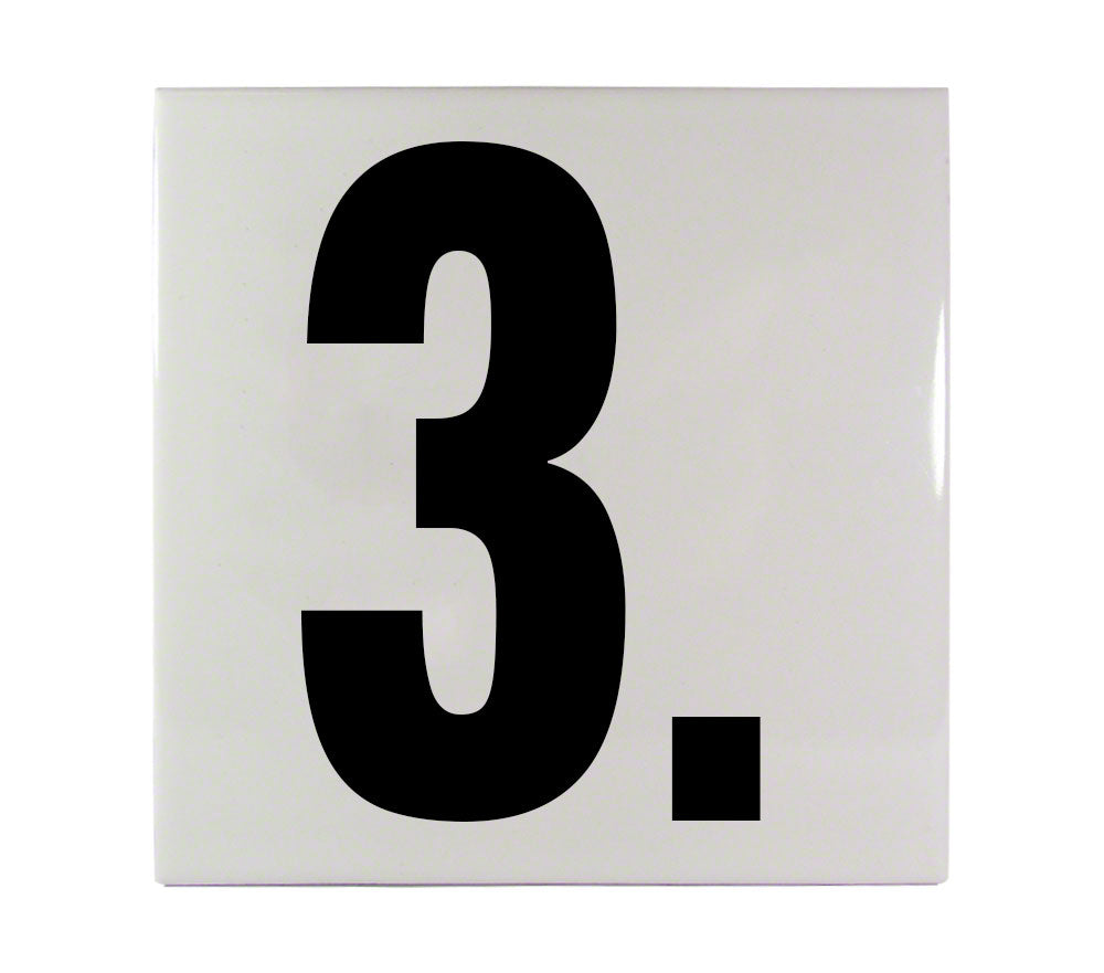 3. Ceramic Smooth Tile Depth Marker 6 Inch x 6 Inch with 5 Inch Lettering