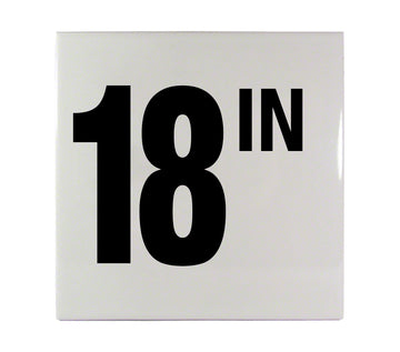 18 IN Ceramic Smooth Tile Depth Marker 6 Inch x 6 Inch with 4 Inch Lettering
