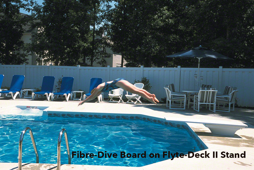 Flyte-Deck II Stand With 10 Foot Fibre-Dive Diving Board - White Stand - Pewter Gray Board With Matching Tread