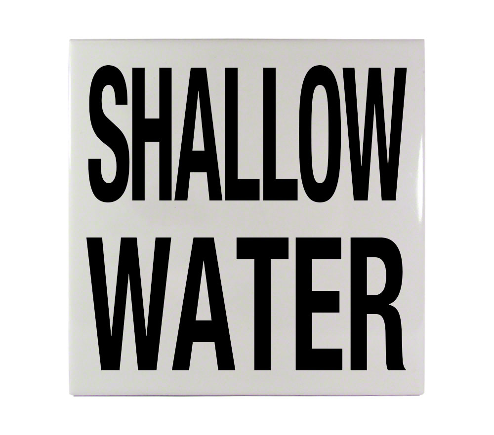 Shallow Depth Sign SHALLOW WATER Pool Ceramic Depth Marker Tile - C611516
