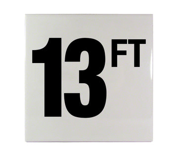 13 FT Ceramic Smooth Tile Depth Marker 6 Inch x 6 Inch with 4 Inch Lettering