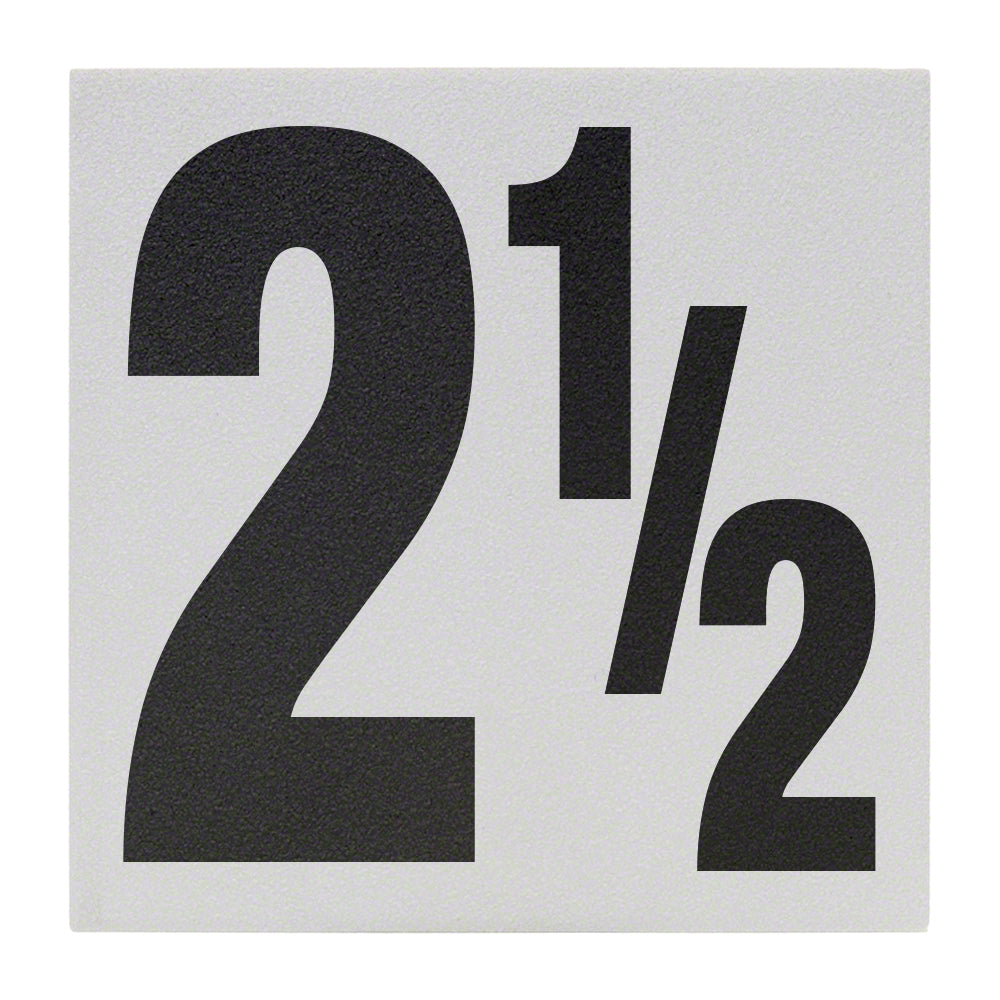 2 1/2 Ceramic Skid Resistant Tile Depth Marker 6 Inch x 6 Inch with 5 Inch Lettering