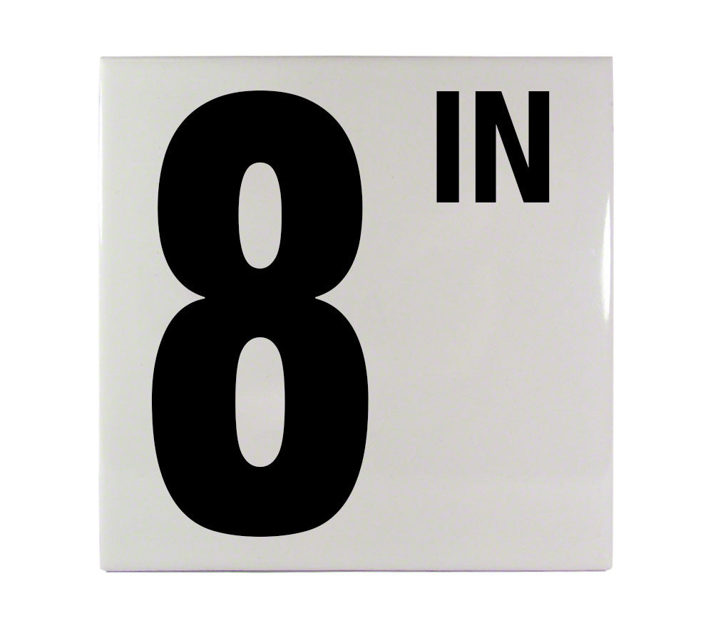 8 IN Ceramic Smooth Tile Depth Marker 6 Inch x 6 Inch with 5 Inch Lettering