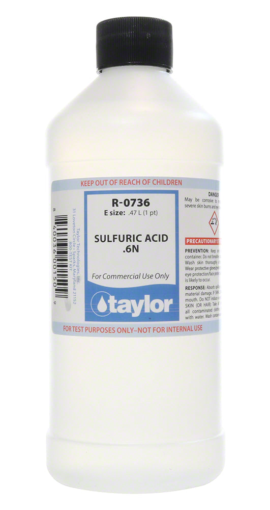 Taylor Sulfuric Acid .6N - 16 Oz. Bottle - R-0736-E