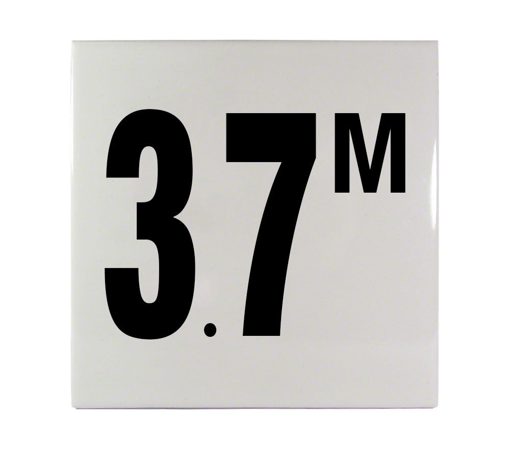 3.7 M Ceramic Smooth Tile Depth Marker 6 Inch x 6 Inch with 4 Inch Lettering