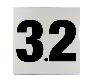 3.2 Ceramic Smooth Tile Depth Marker 6 Inch x 6 Inch with 4 Inch Lettering