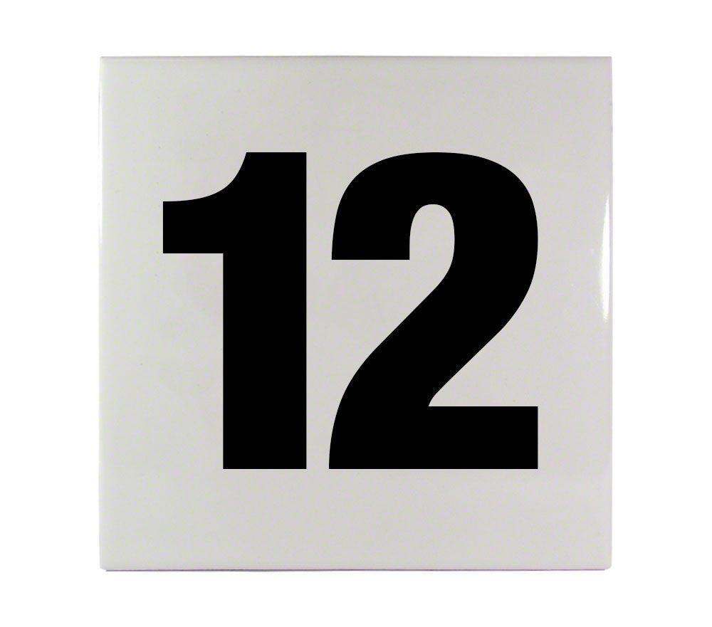 12 Ceramic Smooth Tile Depth Marker 6 Inch x 6 Inch with 4 Inch Lettering