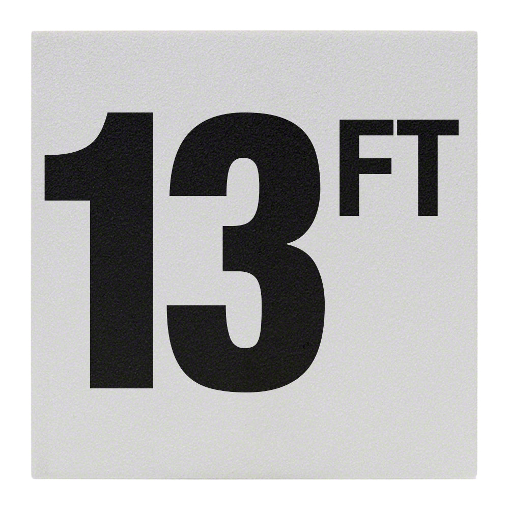 13 FT Ceramic Skid Resistant Tile Depth Marker 8 Inch x 8 Inch with 6 Inch Lettering