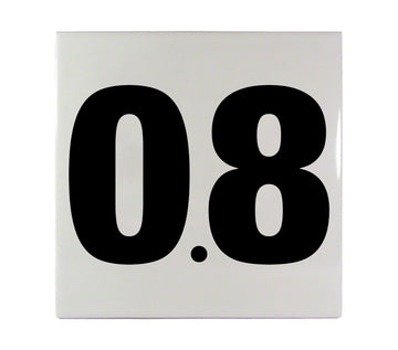 0.8 Ceramic Smooth Tile Depth Marker 6 Inch x 6 Inch with 4 Inch Lettering