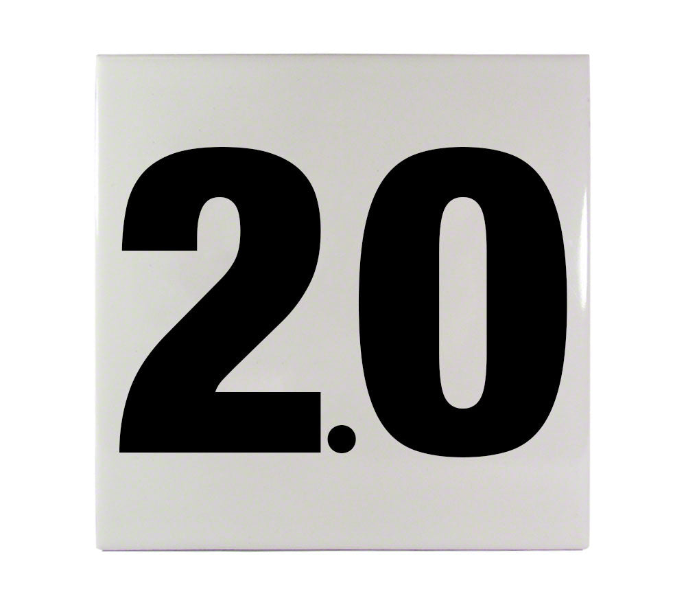 2.0 Ceramic Smooth Tile Depth Marker 6 Inch x 6 Inch with 4 Inch Lettering