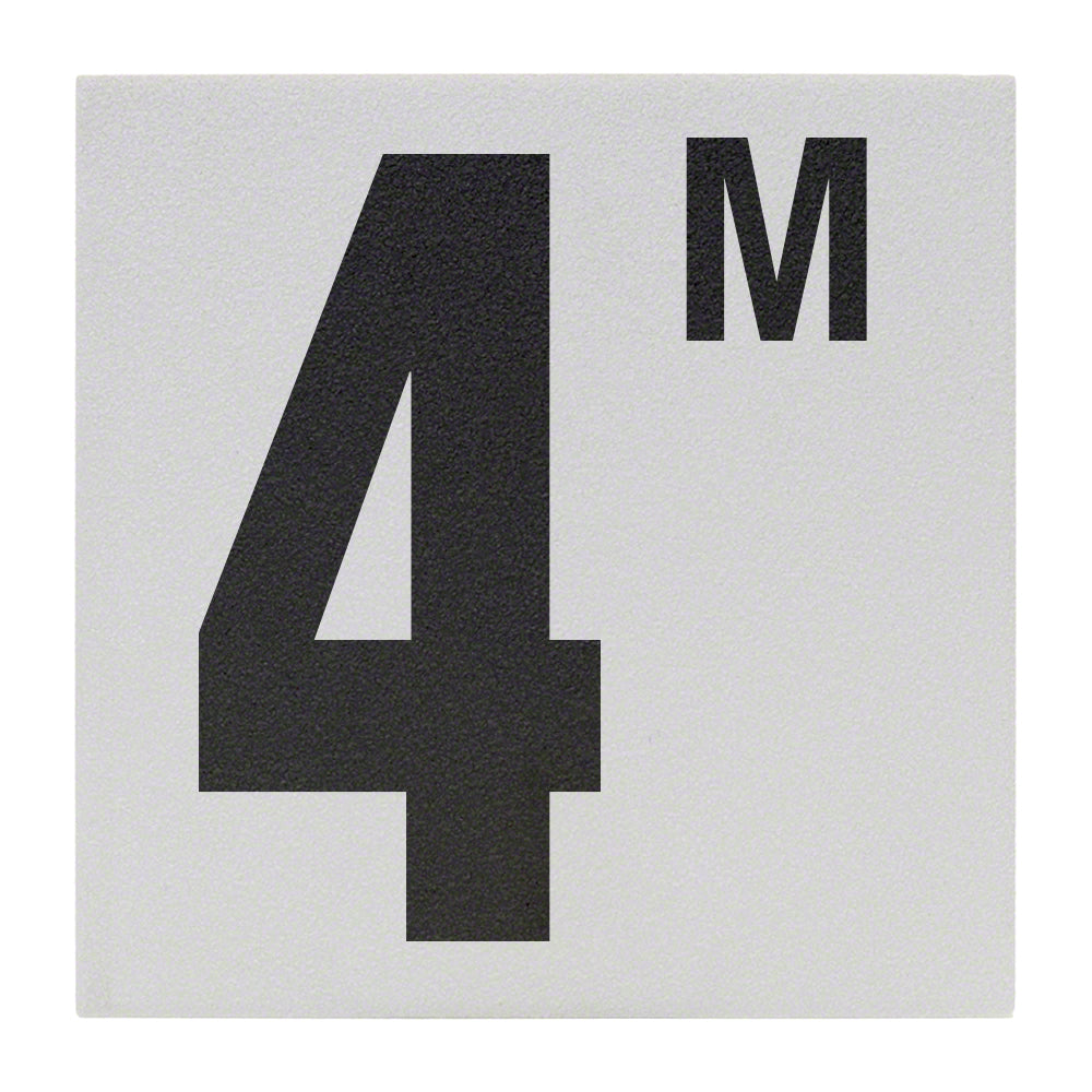 4M Metric Ceramic Skid Resistant Tile Depth Marker 6 Inch x 6 Inch with 5 Inch Lettering