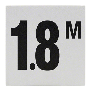 1.8 M Ceramic Skid Resistant Tile Depth Marker 6 Inch x 6 Inch with 4 Inch Lettering